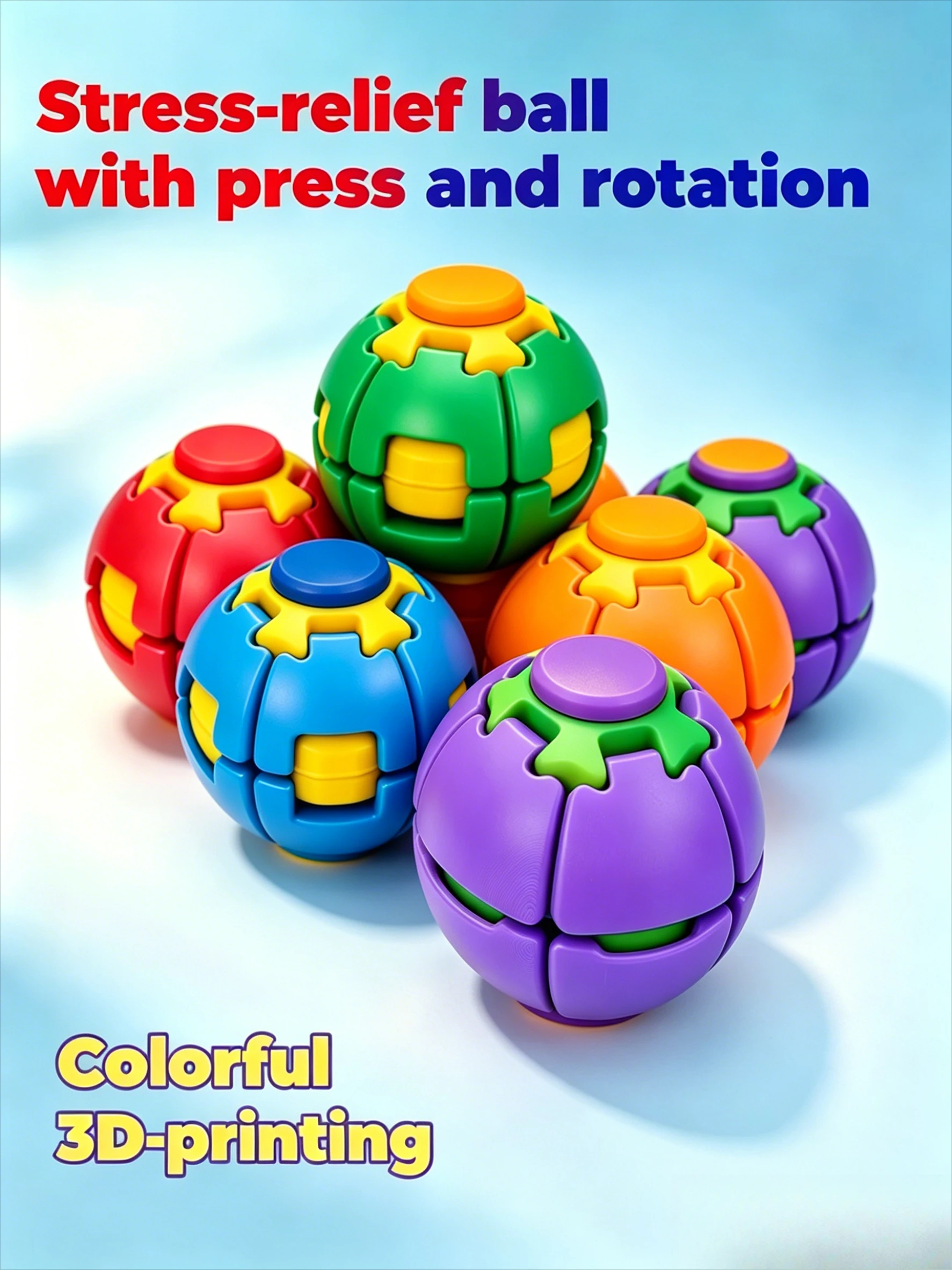 Colorful 3D Printing Fidget Stress Ball with Press & Rotate Functions, Mini Finger Spinner Sensory Toy, Portable Anti-Anxiety Boredom Reliever Toy for Children Daily Entertainment
Colorful 3D Printing Fidget Stress Ball with Press & Rotate Functions, Mini Finger Spinner Sensory Toy, Portable Anti-Anxiety Boredom Reliever Toy for Children Daily Entertainment