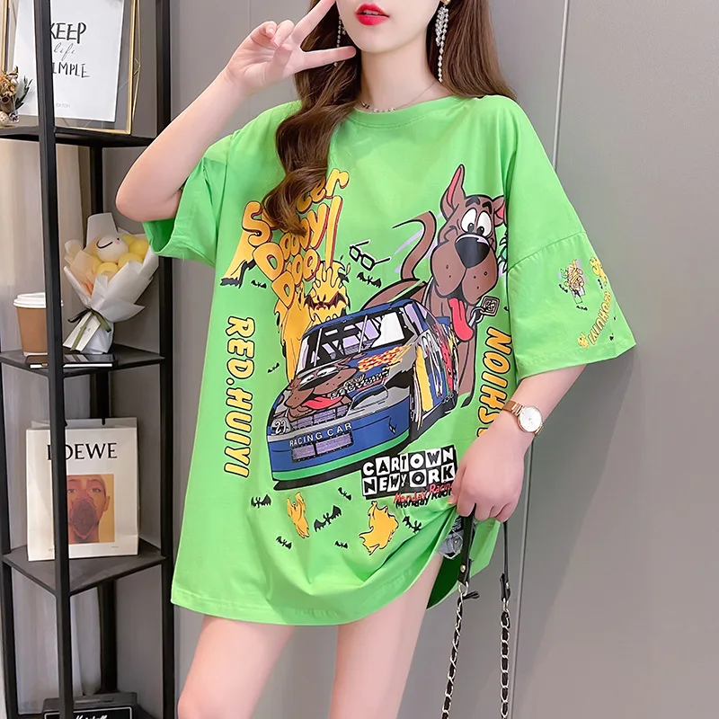Short Sleeved T-shirt Summer New Korean Cartoon Print Comfortable Breathable Loose Fit Medium Length Oversized Top for Women
Short Sleeved T-shirt Summer New Korean Cartoon Print Comfortable Breathable Loose Fit Medium Length Oversized Top for Women