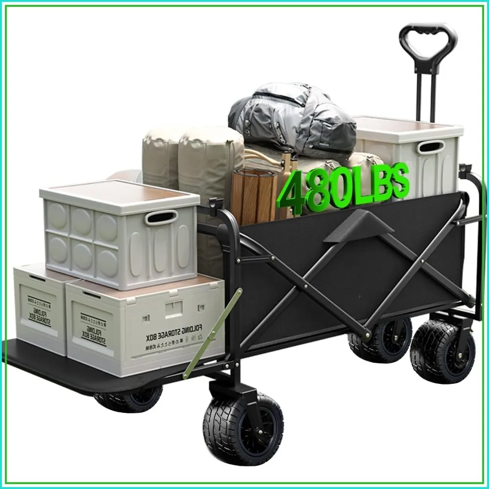 240L 480lbs Heavy Duty Collapsible Wagon Cart with Tailgate, Wheels Brake for Beach, Grocery, Camping
240L 480lbs Heavy Duty Collapsible Wagon Cart with Tailgate, Wheels Brake for Beach, Grocery, Camping