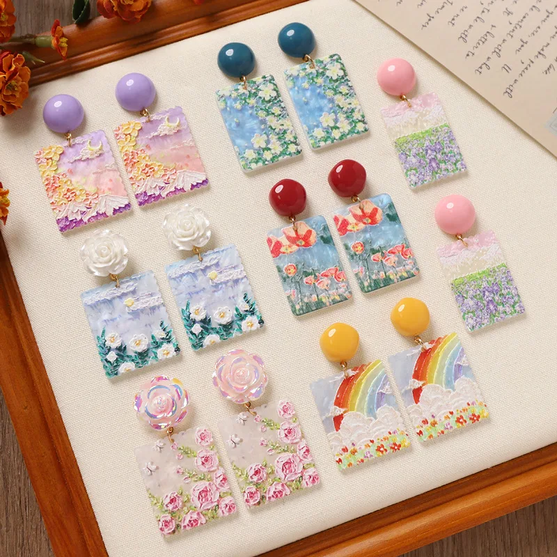 Retro Artistic Oil Painting Style Flower Stud Earrings for Women Niche Design Sweet Cute Jewelry Summer Beach Vacation Ornaments
Retro Artistic Oil Painting Style Flower Stud Earrings for Women Niche Design Sweet Cute Jewelry Summer Beach Vacation Ornaments