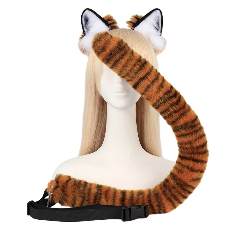 Cute Tiger Ear Headband Fluffy Long Tiger Tail Faux Fur Headband Animal Tail Role Play Halloween Party Cosplay Costume Props
Cute Tiger Ear Headband Fluffy Long Tiger Tail Faux Fur Headband Animal Tail Role Play Halloween Party Cosplay Costume Props