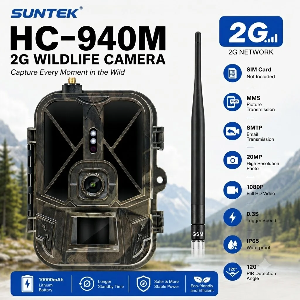 HC-940M 20MP 1080P HD Night Vision Wireless Game Scout Camera 2G SMS SMTP Long Standby Hunting Camera for Wildlife Observation
HC-940M 20MP 1080P HD Night Vision Wireless Game Scout Camera 2G SMS SMTP Long Standby Hunting Camera for Wildlife Observation