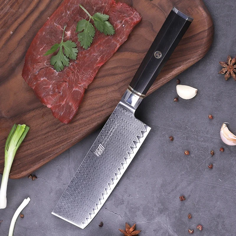 FINDKING 6.5 Inch Nakiri Knife 67-layers Damascus Steel Blade Ebony Handle Sharp Chef Slicing Cleaver Japanese Kitchen Knives
FINDKING 6.5 Inch Nakiri Knife 67-layers Damascus Steel Blade Ebony Handle Sharp Chef Slicing Cleaver Japanese Kitchen Knives