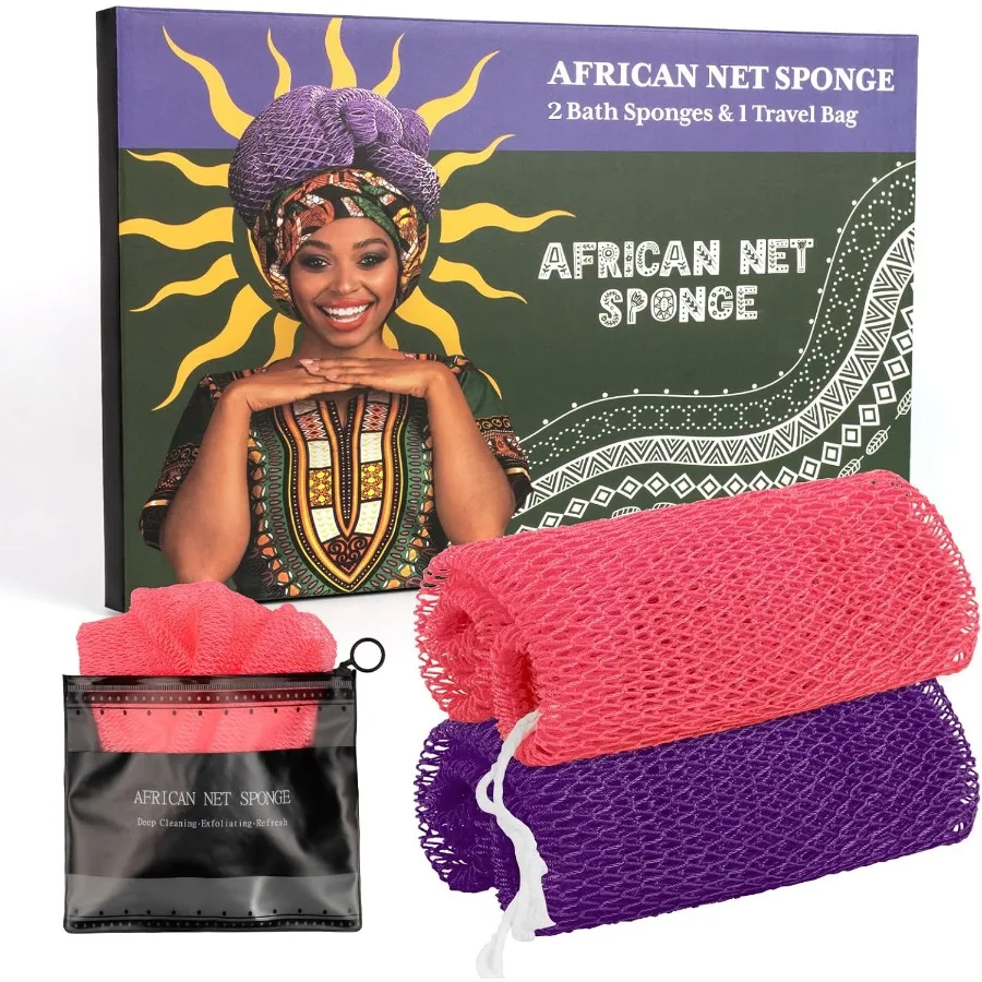 African Net Sponge Authentic Set of 2 with Handles for Body Exfoliation and Bathing Exfoliating Body Scrubber Bath Sponge with
African Net Sponge Authentic Set of 2 with Handles for Body Exfoliation and Bathing Exfoliating Body Scrubber Bath Sponge with