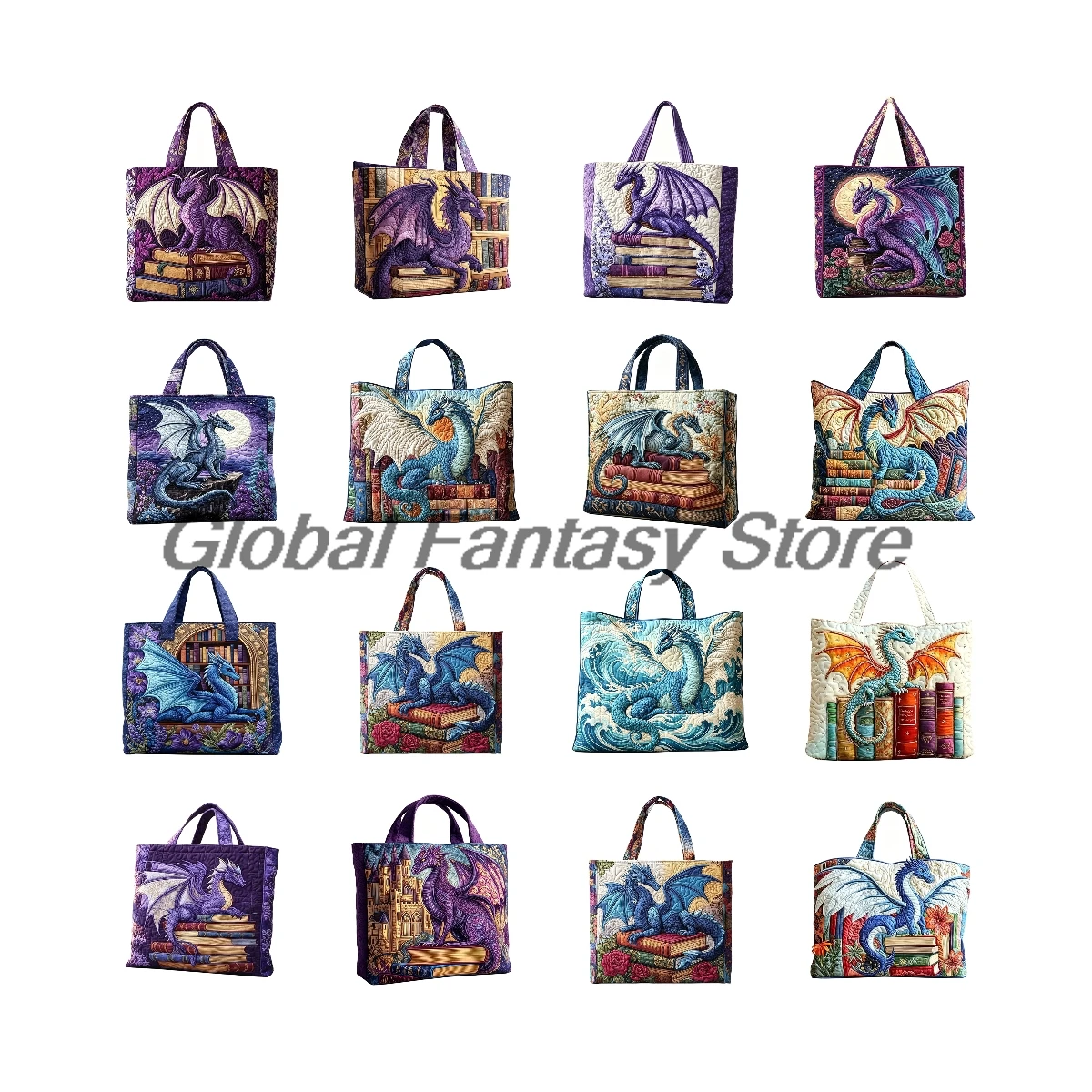 Fantasy Dragon Quilted Tote Colorful Floral Book Print Travel Tote Casual HandBag Men Women Daily Shopping Bags
Fantasy Dragon Quilted Tote Colorful Floral Book Print Travel Tote Casual HandBag Men Women Daily Shopping Bags