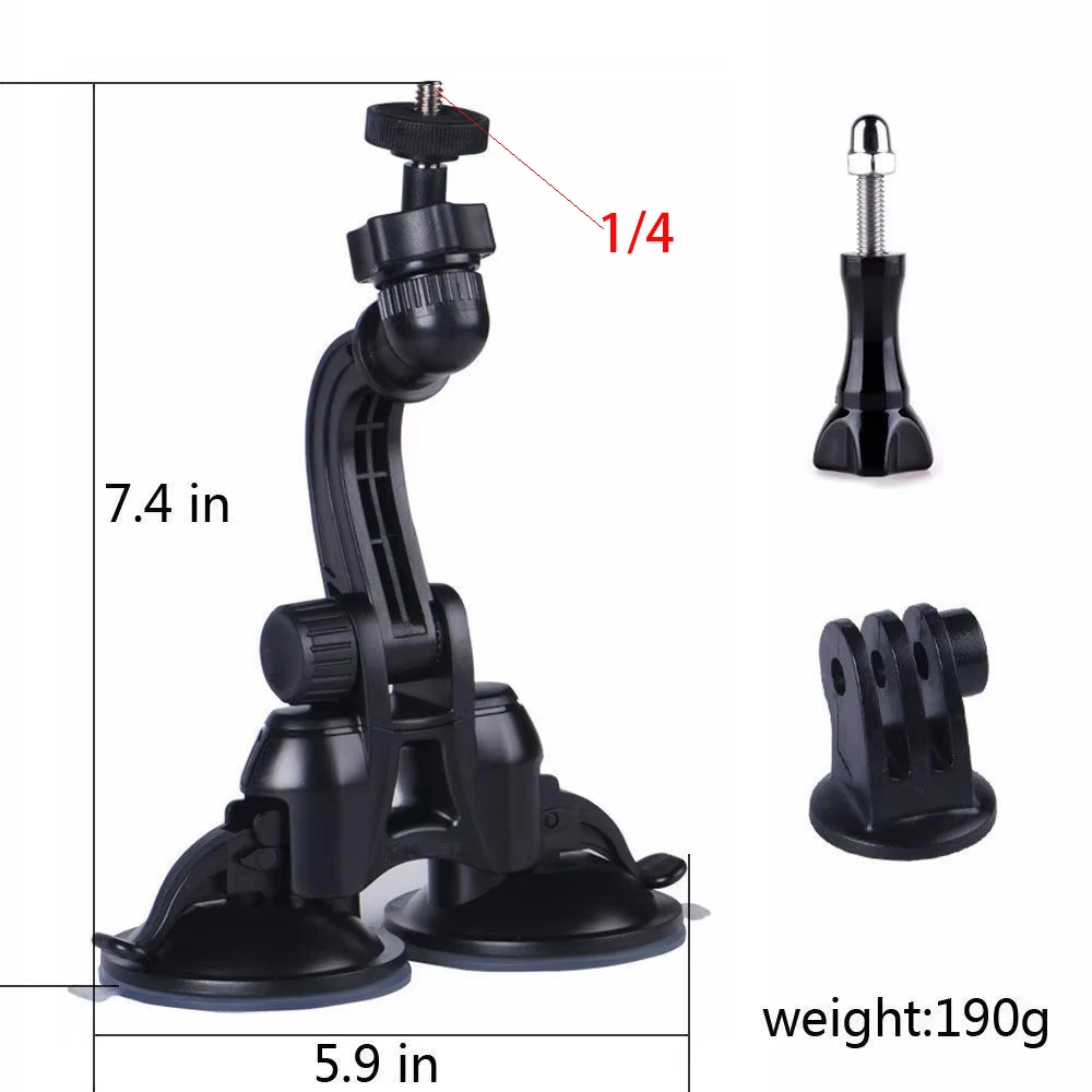 Double Suction Cup Mount with Greater Suction Power for GoPro Hero 5/4/3+/3/2/1/ tripod, 1/4 thread for camera tripod, 1/4-20
Double Suction Cup Mount with Greater Suction Power for GoPro Hero 5/4/3+/3/2/1/ tripod, 1/4 thread for camera tripod, 1/4-20