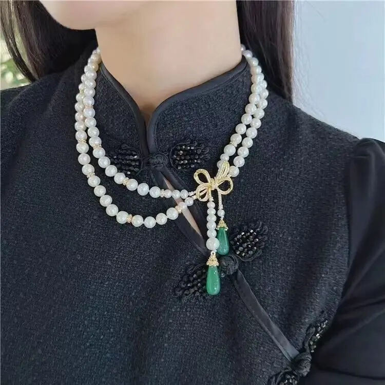 Fashion double strand 9-10 mm natural south sea white pearl necklace sterling silver 925 chain jewelry necklace choker
Fashion double strand 9-10 mm natural south sea white pearl necklace sterling silver 925 chain jewelry necklace choker