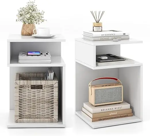 3-Tier Side Table Set o 2, S-Shaped End Table with 2 Open Storage Comparents, Wood Narrow Bede Table, ern Nightstand or Bedroom,
3-Tier Side Table Set o 2, S-Shaped End Table with 2 Open Storage Comparents, Wood Narrow Bede Table, ern Nightstand or Bedroom,