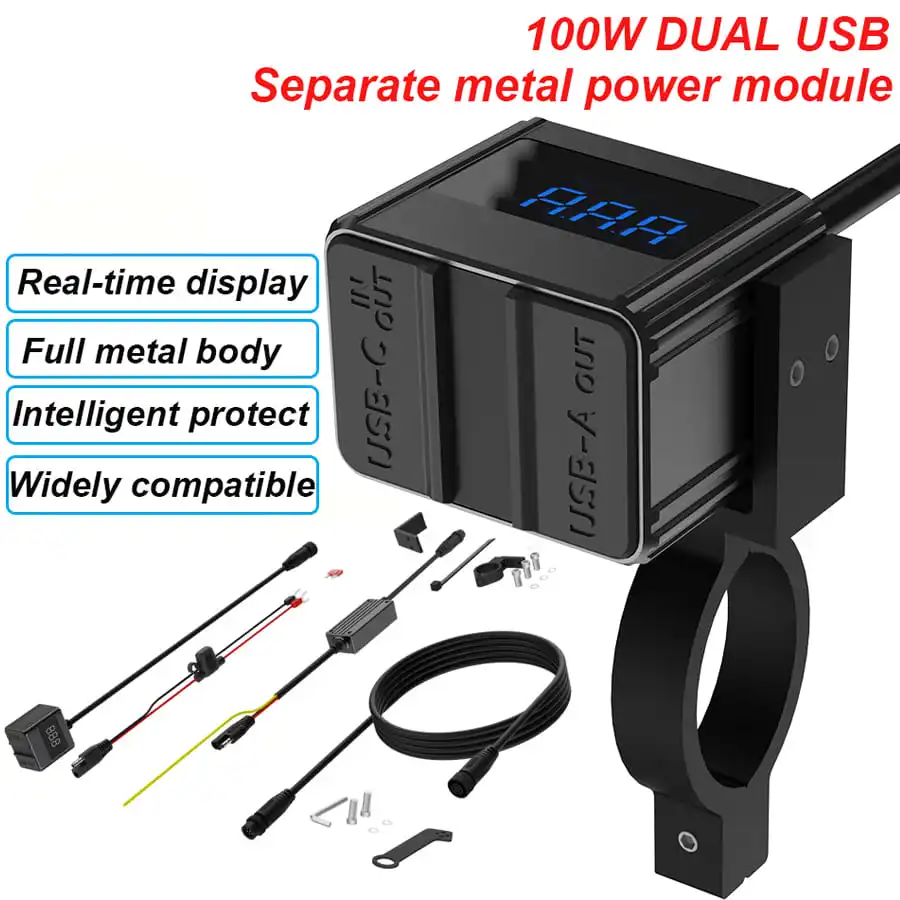 Motorcycle Battery Charger, Motorcycle USB Charger 100W Fast Two-Way Charging Dual PD,Smart voltage protection,LED Voltmeter Dis
Motorcycle Battery Charger, Motorcycle USB Charger 100W Fast Two-Way Charging Dual PD,Smart voltage protection,LED Voltmeter Dis
