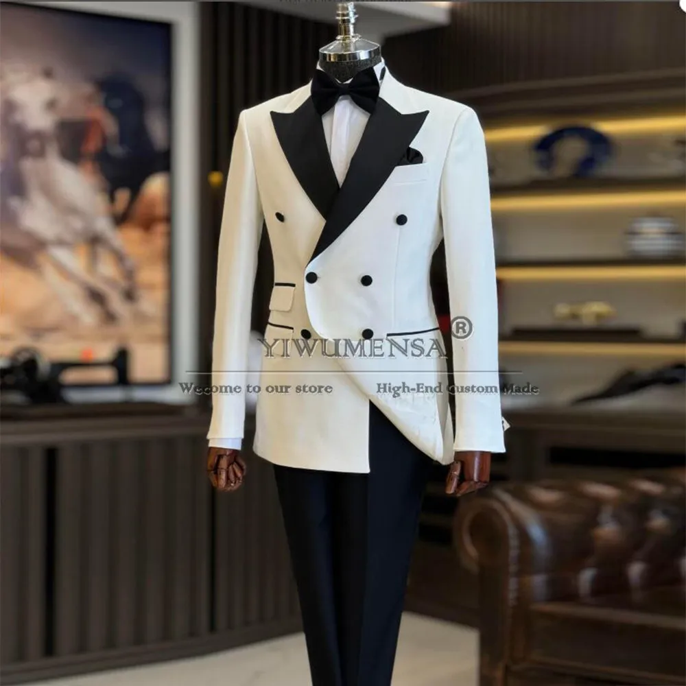 Classic Business Suits Men Slim Fit Black Peaked Lapel Prom Blazer Customized 2 Pieces Set Double Breasted Wedding Groom Tuxedo
Classic Business Suits Men Slim Fit Black Peaked Lapel Prom Blazer Customized 2 Pieces Set Double Breasted Wedding Groom Tuxedo