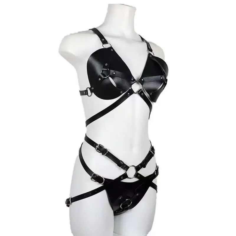 European and American chest binding, winding waist belt, shoulder strap, women's SM training, binding, leather one-piece bindin
European and American chest binding, winding waist belt, shoulder strap, women's SM training, binding, leather one-piece bindin