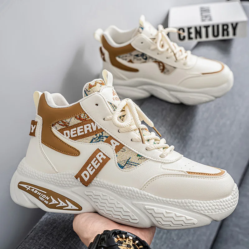 Sports Shoes Fashionable Color-blocked All-season Thick-soled Height-increasing Versatile Men's Mid-top Sneakers Casual Shoes
Sports Shoes Fashionable Color-blocked All-season Thick-soled Height-increasing Versatile Men's Mid-top Sneakers Casual Shoes