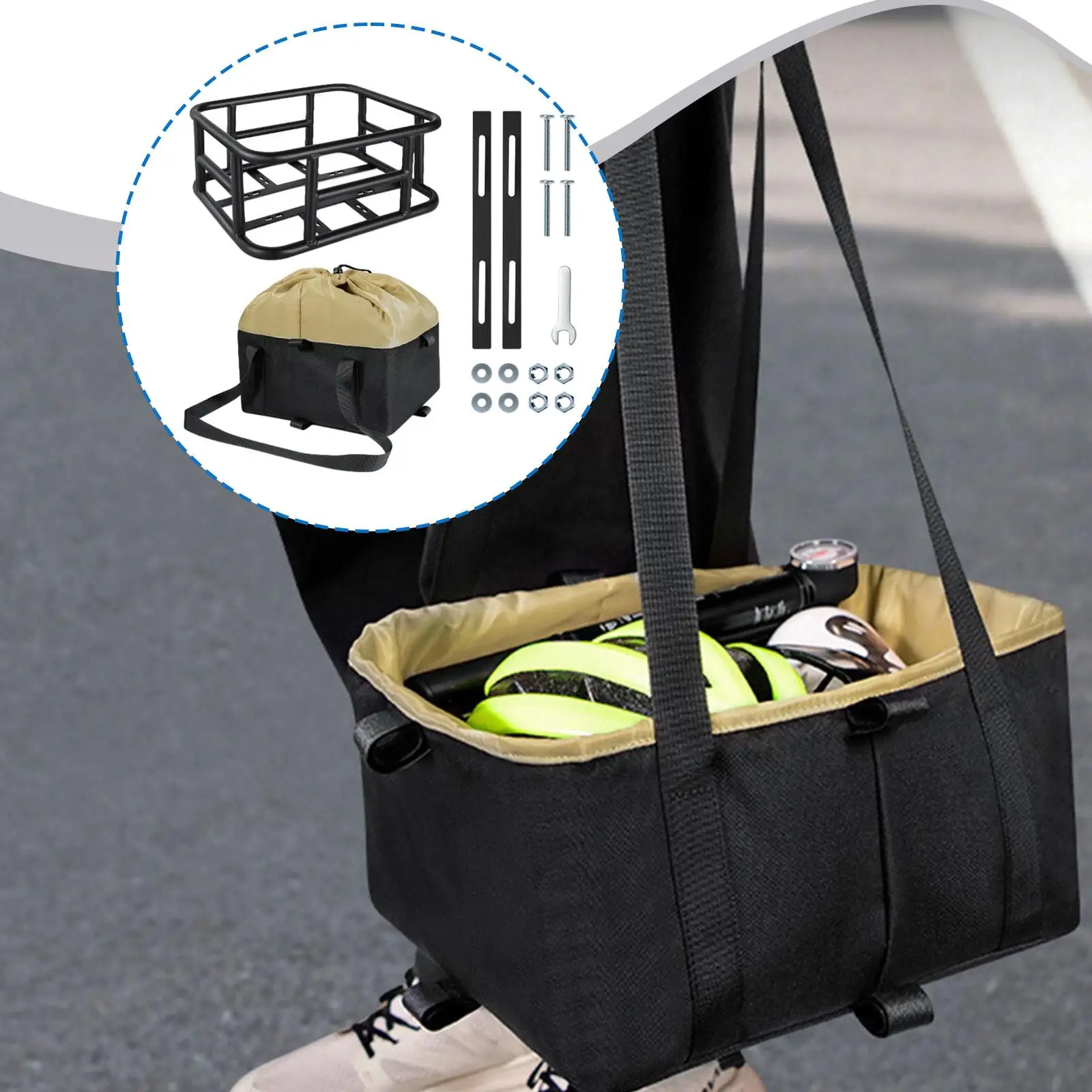 Rear Bike Basket with Removable Waterproof Bag Sturdy Accessory Multipurpose Cargo Basket 34.4x30.5x15cm 30kg Capacity
Rear Bike Basket with Removable Waterproof Bag Sturdy Accessory Multipurpose Cargo Basket 34.4x30.5x15cm 30kg Capacity
