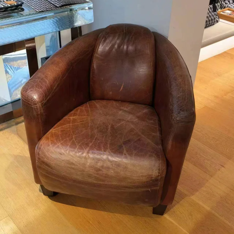 Retro Vintage Brown Genuine Leather Accent Barrel Chair for Living Room Home Bar Bedroom Apartment & Hotel Use
Retro Vintage Brown Genuine Leather Accent Barrel Chair for Living Room Home Bar Bedroom Apartment & Hotel Use
