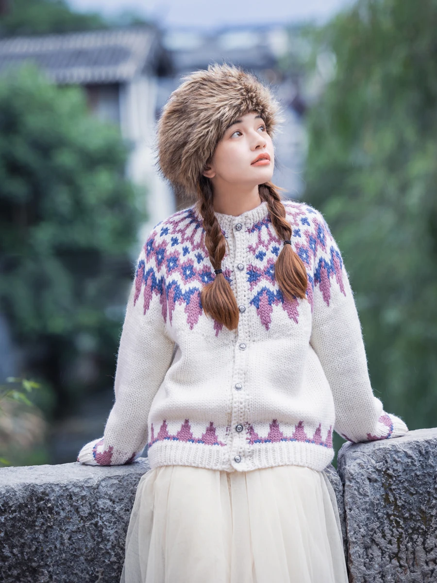 Spring Autumn 2022 Women Hand Knitted Fair Isle Vintage Handmade Knitted Thick Warm 100% Wool Sweater Coat Cardigans
Spring Autumn 2022 Women Hand Knitted Fair Isle Vintage Handmade Knitted Thick Warm 100% Wool Sweater Coat Cardigans
