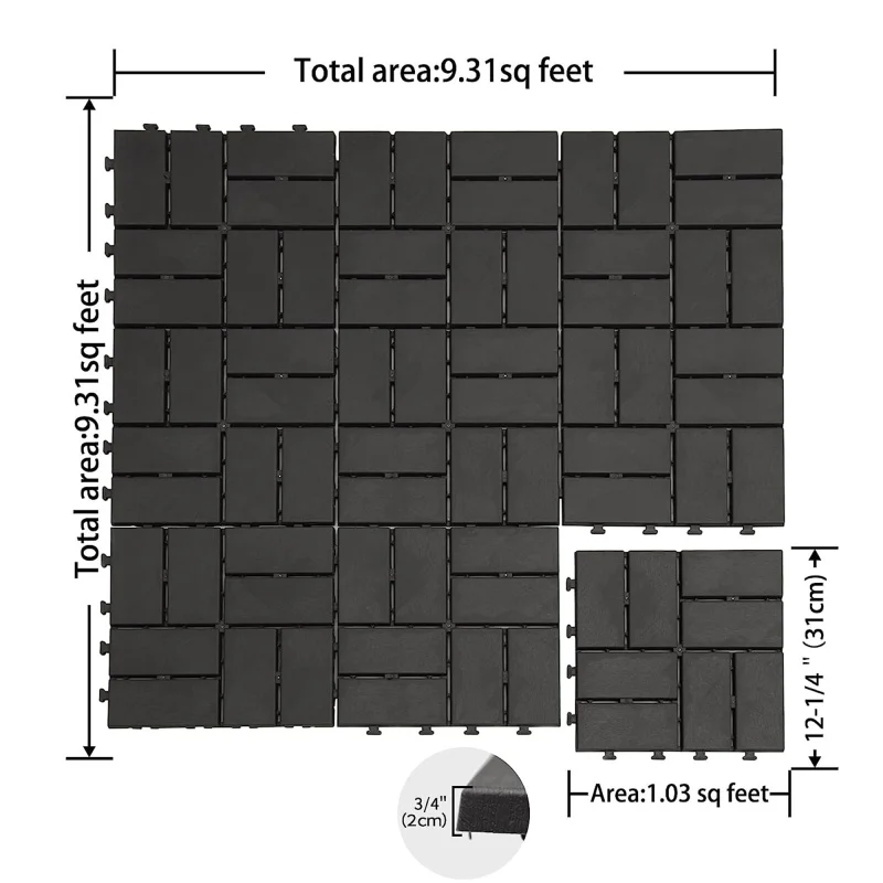 Patio Interlocking Deck Tiles, 12"x12" Square Composite Decking Tiles, Four Slat Plastic Outdoor Flooring Tile All Weather fo
Patio Interlocking Deck Tiles, 12"x12" Square Composite Decking Tiles, Four Slat Plastic Outdoor Flooring Tile All Weather fo