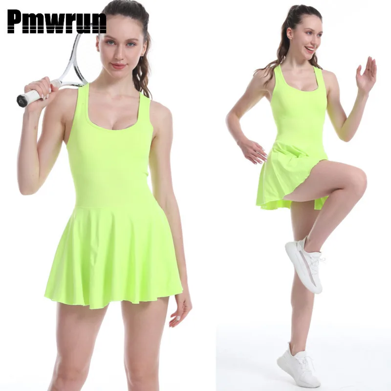 Women Tennis Dress One-Pieces Slim Fit Soft Sports Sets Golf Badminton Skorts Tracksuits With Chest Pads Yoga Suits sport dress
Women Tennis Dress One-Pieces Slim Fit Soft Sports Sets Golf Badminton Skorts Tracksuits With Chest Pads Yoga Suits sport dress