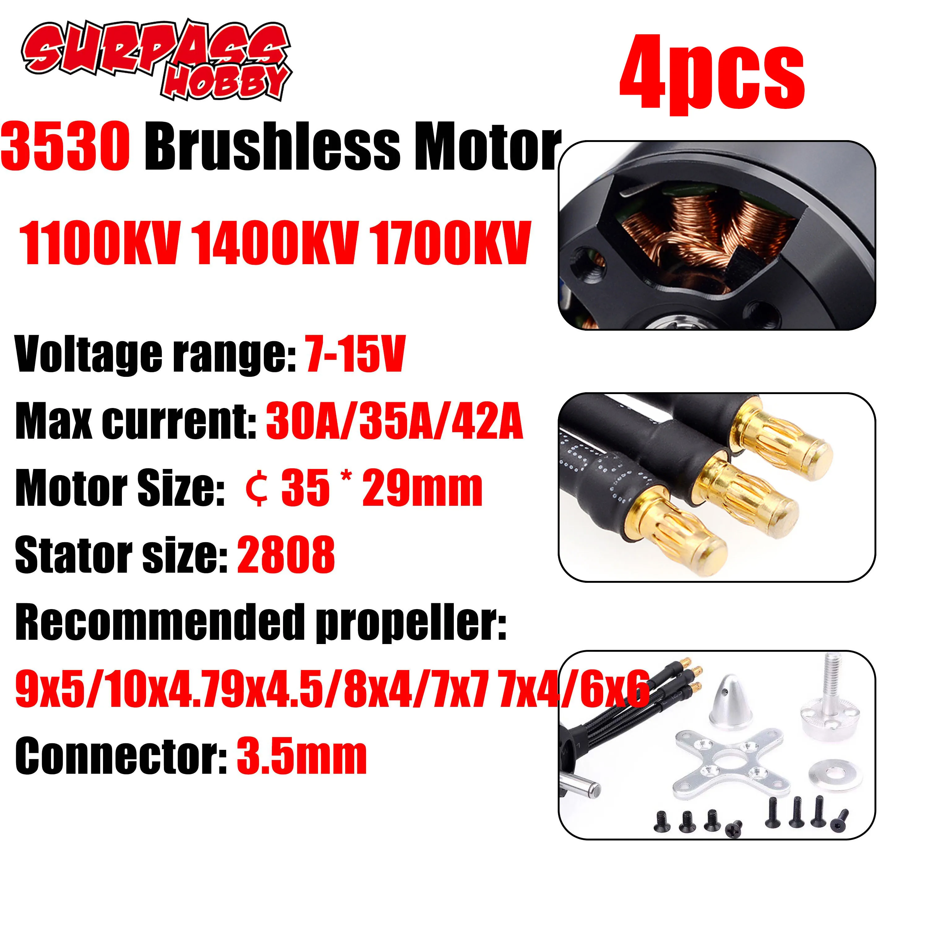 SURPASS HOBBY C3530 3530 1100KV 1400KV 1700KV Outrunner Brushless Motor for RC FPV Fixed Wing Aircraft Plane Racing Drone Part
SURPASS HOBBY C3530 3530 1100KV 1400KV 1700KV Outrunner Brushless Motor for RC FPV Fixed Wing Aircraft Plane Racing Drone Part