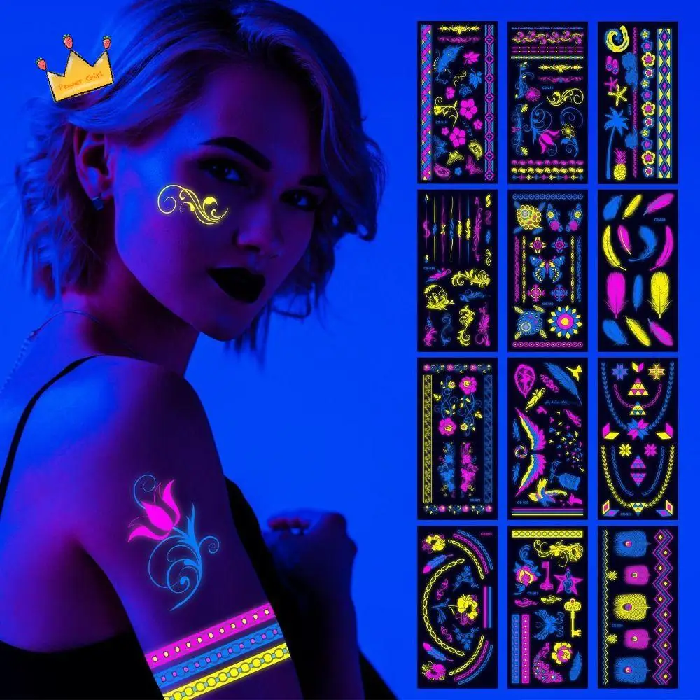 Светящиеся в темноте поддельные татуировки, краска для лица и тела, временные татуировки для лица, рук, наклейки с перьями, флуоресцентные украшения, наклейки для взрослых
Светящиеся в темноте поддельные татуировки, краска для лица и тела, временные татуировки для лица, рук, наклейки с перьями, флуоресцентные украшения, наклейки для взрослых