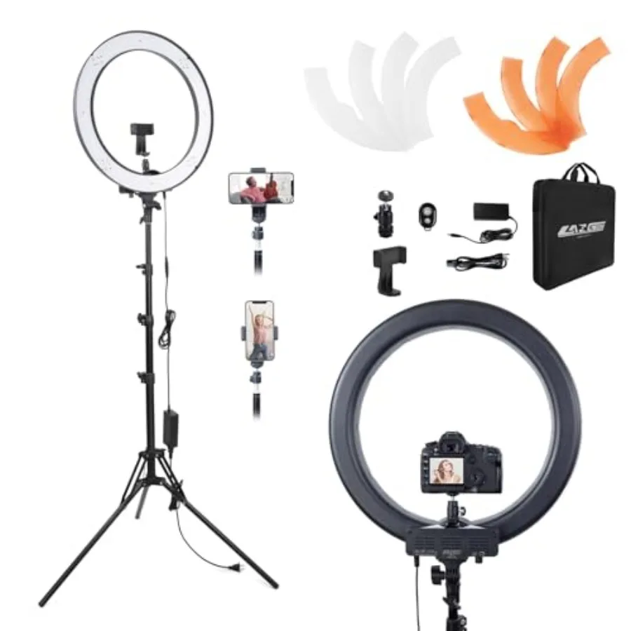 Ring Light Kit 18" 55W 5500k dimmable LED Light, 70inch Foldable Stand, Phone Clip, Short Video, Studio Video Photography Light
Ring Light Kit 18" 55W 5500k dimmable LED Light, 70inch Foldable Stand, Phone Clip, Short Video, Studio Video Photography Light