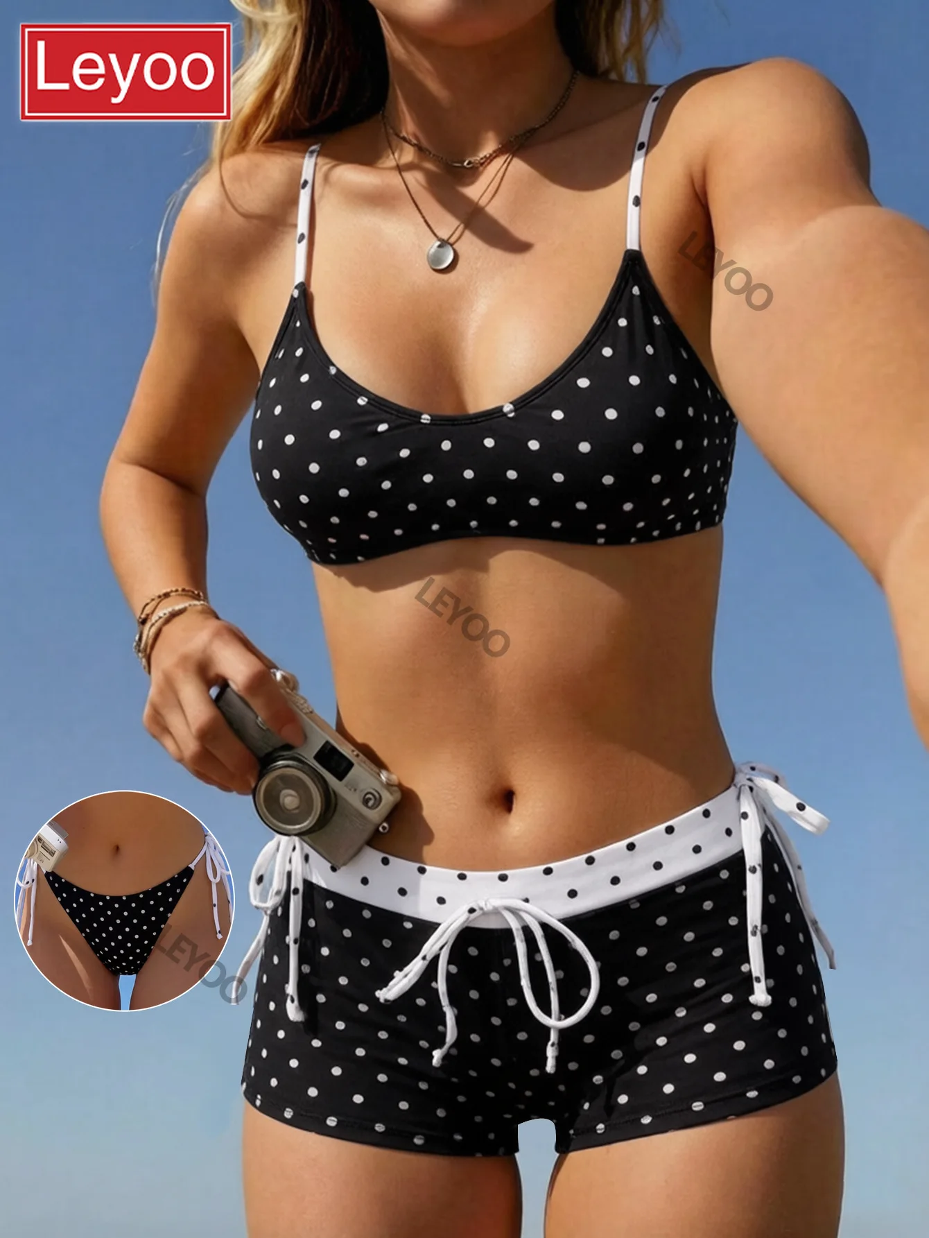 Women's swimsuit set, triangle pants, bikini, polka dot beach vacation, quick drying, backless, sexy camisole skirt, 2026 new
Women's swimsuit set, triangle pants, bikini, polka dot beach vacation, quick drying, backless, sexy camisole skirt, 2026 new
