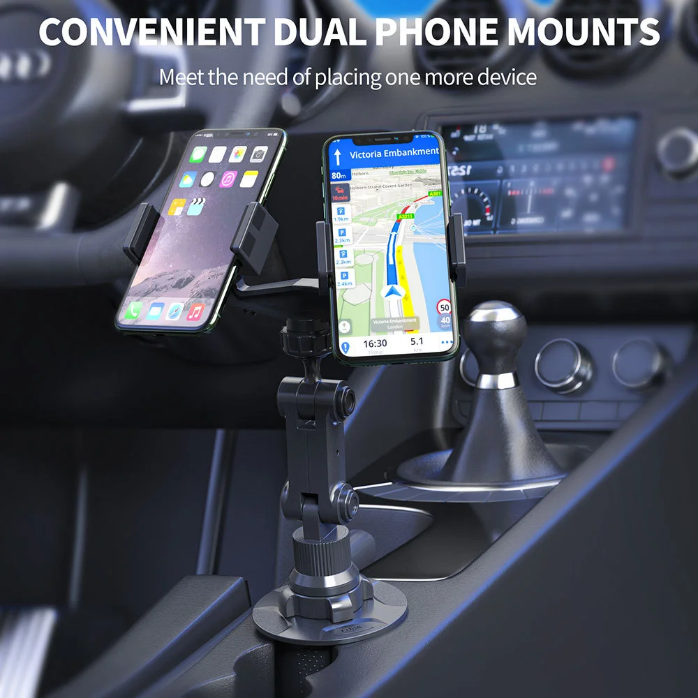 Car Cup Holder Two Cellphone Mount Adjustable Gooseneck Stand Mobile Phone Clip Mount for IPhone Samsung Xiaomi 4-7 Inch Phones
Car Cup Holder Two Cellphone Mount Adjustable Gooseneck Stand Mobile Phone Clip Mount for IPhone Samsung Xiaomi 4-7 Inch Phones