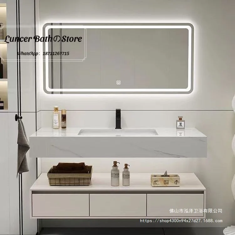 Slate seamless ceramic basin beauty smart mirror cabinet combination bathroom modern light luxury wash basin face wash table
Slate seamless ceramic basin beauty smart mirror cabinet combination bathroom modern light luxury wash basin face wash table