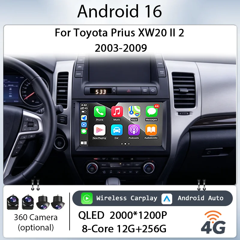 Car Stereo Android 16 IPS HD Touch Screen CarPlay GPS Navi Bluetooth WiFi DSP Multimedia 9" for Toyota Prius XW20 II 2 2003-2009
Car Stereo Android 16 IPS HD Touch Screen CarPlay GPS Navi Bluetooth WiFi DSP Multimedia 9" for Toyota Prius XW20 II 2 2003-2009