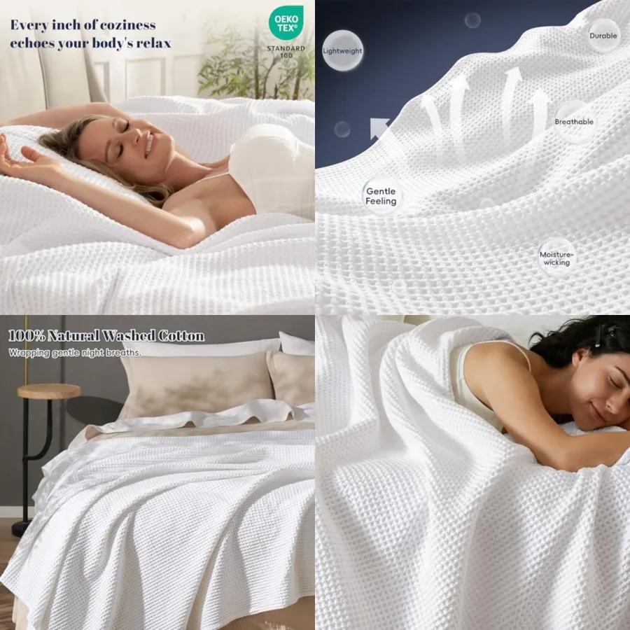 Pre-Washed 100 Cotton Waffle Weave Blanket King Size for Bed, Snag Proof Throw Blanket for Couch Spring Summer Lightweight Brea
Pre-Washed 100 Cotton Waffle Weave Blanket King Size for Bed, Snag Proof Throw Blanket for Couch Spring Summer Lightweight Brea