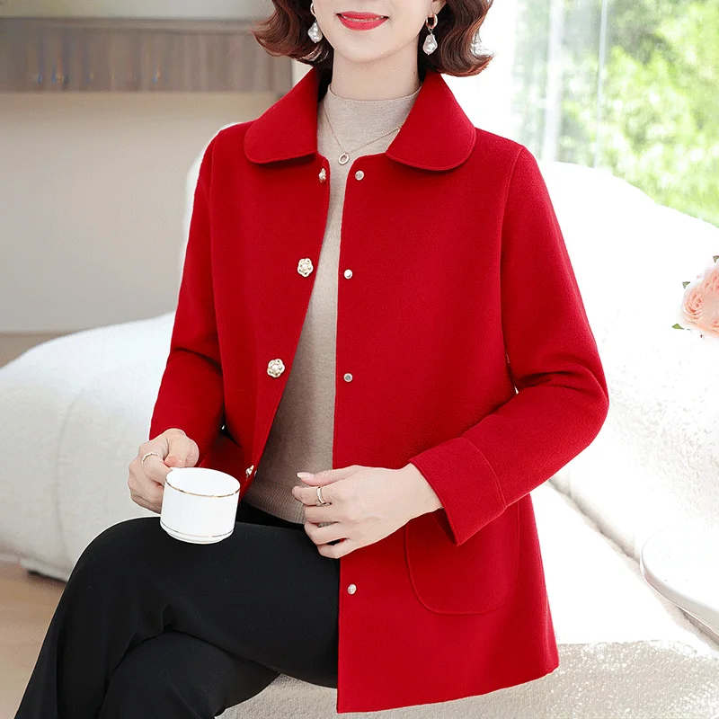 Double-Faced Woolen Coat Faionable Autumn Wear for Mom Middle-Aged And ly Women Wide-Sved Top Korean Sle Straight...
Double-Faced Woolen Coat Faionable Autumn Wear for Mom Middle-Aged And ly Women Wide-Sved Top Korean Sle Straight...