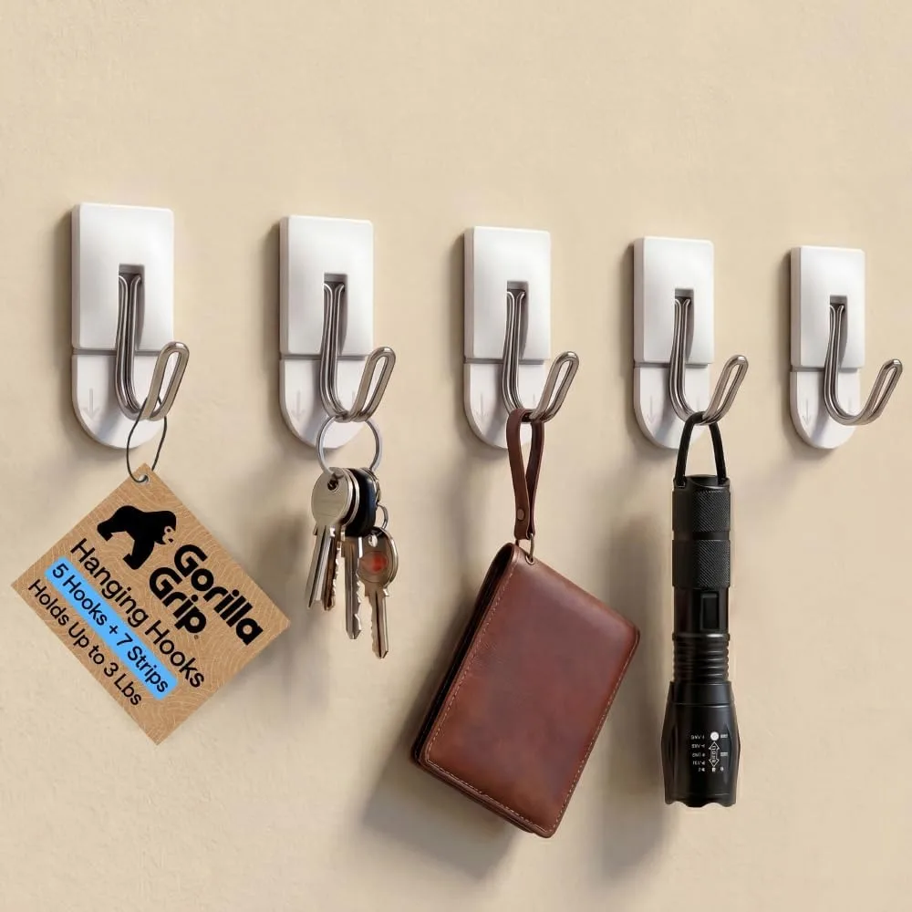 Heavy Duty Adhesive Hooks for Hanging, Damage-Free Removable Metal Wall Hook, No Tools Needed, 5 Pack
Heavy Duty Adhesive Hooks for Hanging, Damage-Free Removable Metal Wall Hook, No Tools Needed, 5 Pack