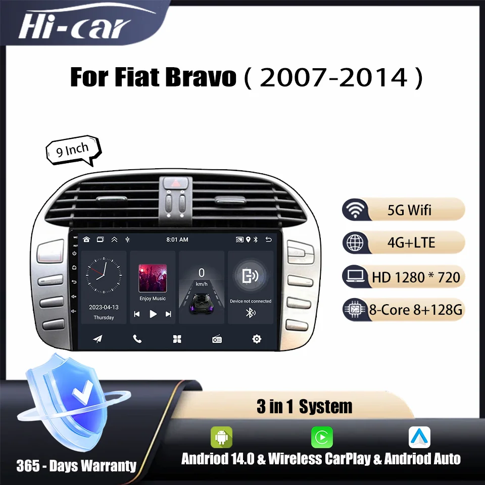 2Din Car Radio For Fiat Bravo 2007-2014 Android 14 Wireless Android auto & Carplay Multimedia Player Stereo Audio GPS Navigation
2Din Car Radio For Fiat Bravo 2007-2014 Android 14 Wireless Android auto & Carplay Multimedia Player Stereo Audio GPS Navigation