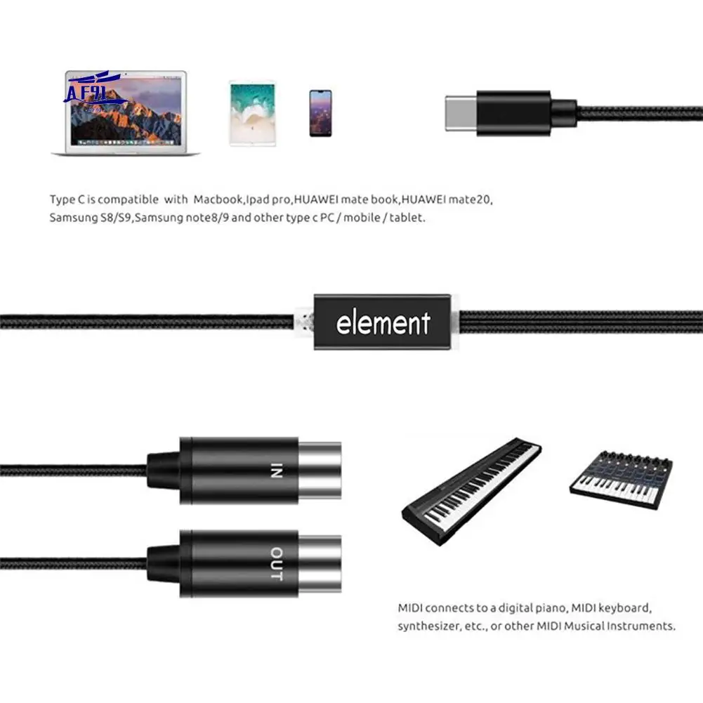 AF91-MIDI To USB C Type C Cable USB MIDI Converter With Indicator Light For Electronic Organ Computer
AF91-MIDI To USB C Type C Cable USB MIDI Converter With Indicator Light For Electronic Organ Computer