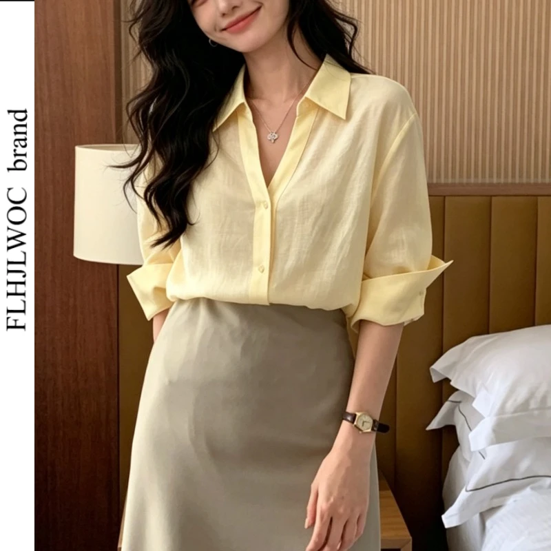 Half Sleeve Yellow Shirts Office Lady Cute Girls Chic Korea Fashion Design Solid V Neck Button-Up Commuter Work Tops Blouses
Half Sleeve Yellow Shirts Office Lady Cute Girls Chic Korea Fashion Design Solid V Neck Button-Up Commuter Work Tops Blouses