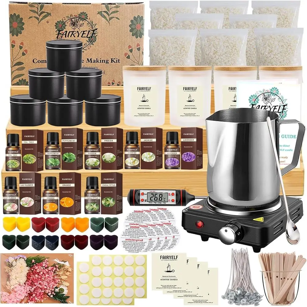 Luxury Candle Making Kit with Melter, Glass Jars & Tins, Scents, Dyes for Home Decor
Luxury Candle Making Kit with Melter, Glass Jars & Tins, Scents, Dyes for Home Decor