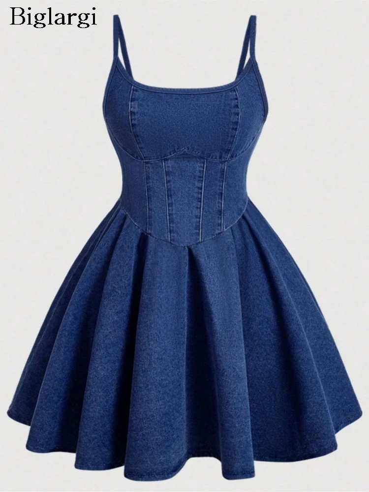 Denim Summer Slip Sleeveless Dress Women Slim high Waist Sexy Fashion Ladies Dresses Ruffle Pleated Patchwork Woman Mini Dress
Denim Summer Slip Sleeveless Dress Women Slim high Waist Sexy Fashion Ladies Dresses Ruffle Pleated Patchwork Woman Mini Dress