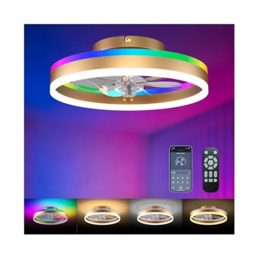 RGB Ceiling Fan with Lights, Low Profile Ceiling Fans with Lights and Remote, Flush Mount LED Fan Light, Modern Bladeless Fande
RGB Ceiling Fan with Lights, Low Profile Ceiling Fans with Lights and Remote, Flush Mount LED Fan Light, Modern Bladeless Fande