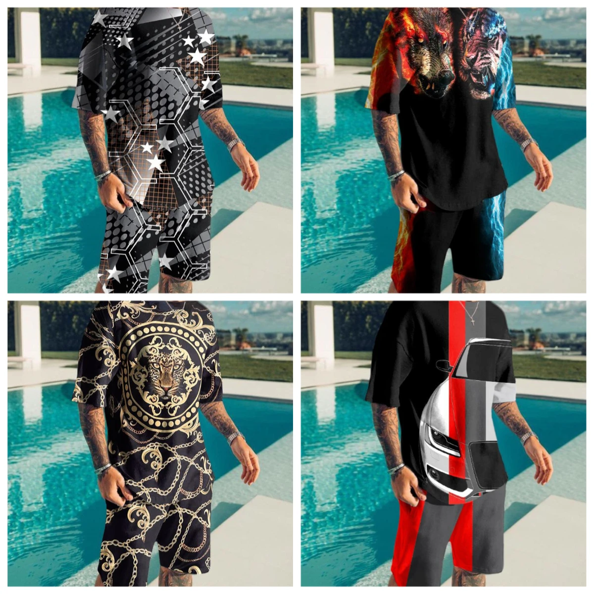 25-26 летний хит продаж, модный тренд, роскошный костюм с 3D принтом, американская уличная дышащая быстросохнущая футболка, комплект с шортами 
25-26 летний хит продаж, модный тренд, роскошный костюм с 3D принтом, американская уличная дышащая быстросохнущая футболка, комплект с шортами