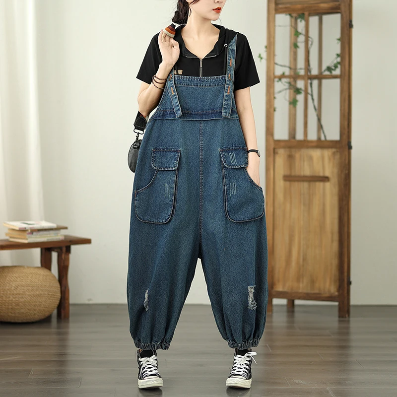 Aricaca Women High Quality Casual Cotton Baggy Jeans with Big Pockets Jumpsuits Blue Jeans for Women
Aricaca Women High Quality Casual Cotton Baggy Jeans with Big Pockets Jumpsuits Blue Jeans for Women