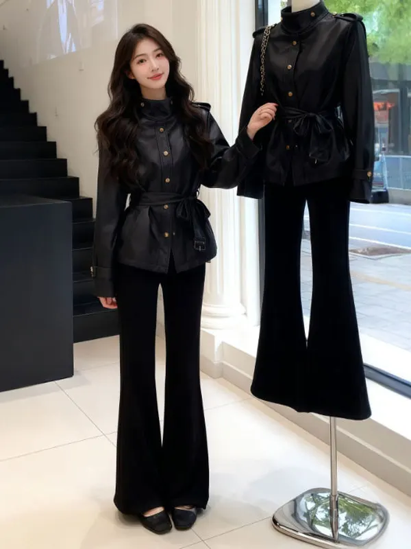 Korean Style Short PU Leather Jacket Waist Cinched Slim Fit Women's Coat Fashionable Spring Outerwear Bright Surface Texture
Korean Style Short PU Leather Jacket Waist Cinched Slim Fit Women's Coat Fashionable Spring Outerwear Bright Surface Texture