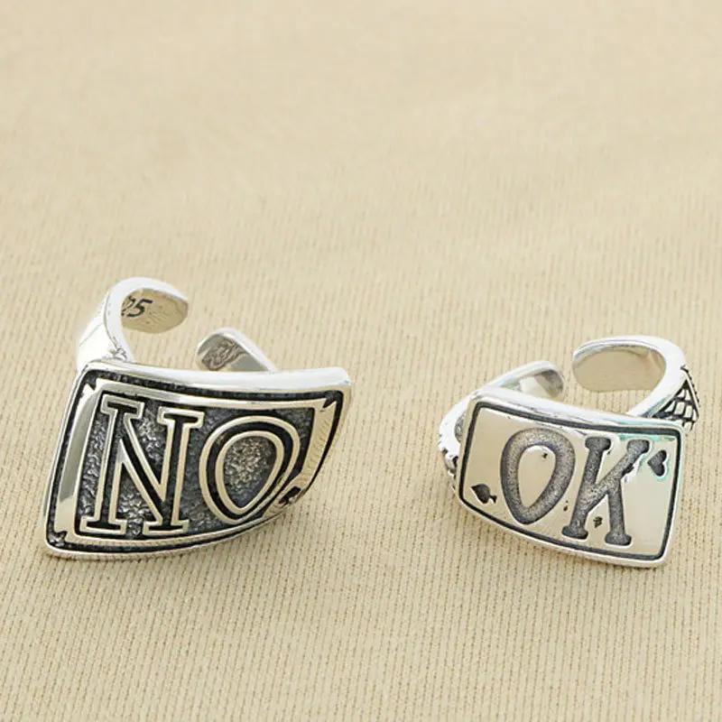 S925 sterling silver jewelry punk personality English letter OK ring retro trend Korean version men's NO ring single
S925 sterling silver jewelry punk personality English letter OK ring retro trend Korean version men's NO ring single