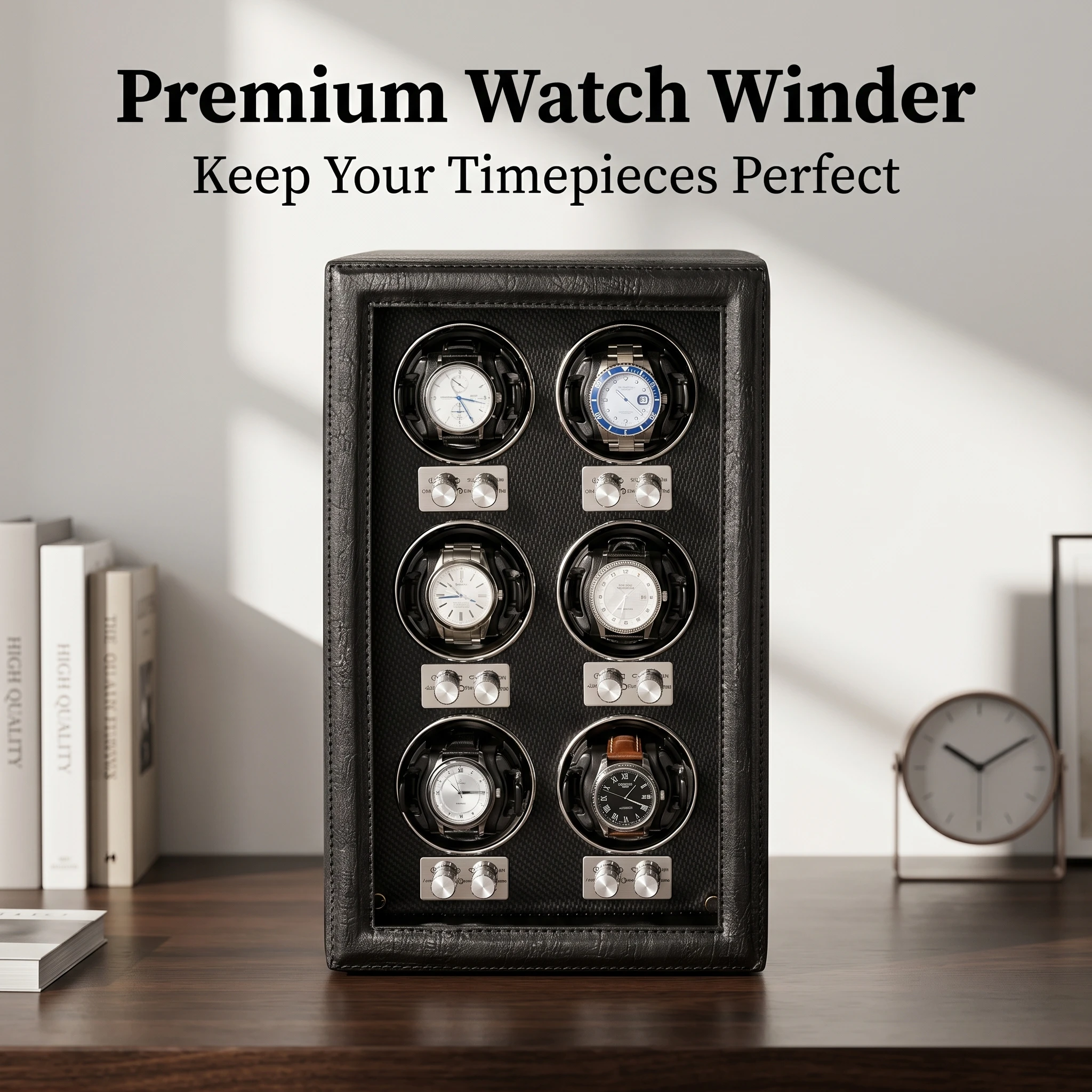 Lorvo Automatic Watch Winder 6 Slots PU Leather Silent Motor Anti-Magnetic LED Light Watch Storage Display Case
Lorvo Automatic Watch Winder 6 Slots PU Leather Silent Motor Anti-Magnetic LED Light Watch Storage Display Case
