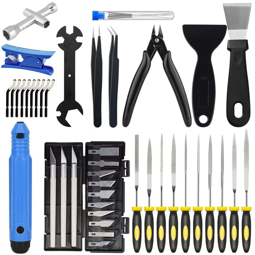 3D Printer Tool Kit for FDM/SLA – Nozzle Cleaner, Scraper, Tweezers, File & Engraving Tools for Maintenance
