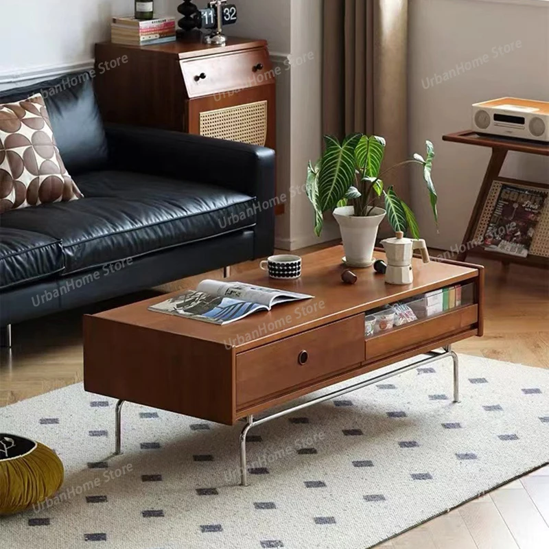 Nordic Creative Living Room Coffee Tables Japanese Retro Solid Wood & Stainless Steel Tea Table Villa Center Home Furniture FYCT
Nordic Creative Living Room Coffee Tables Japanese Retro Solid Wood & Stainless Steel Tea Table Villa Center Home Furniture FYCT