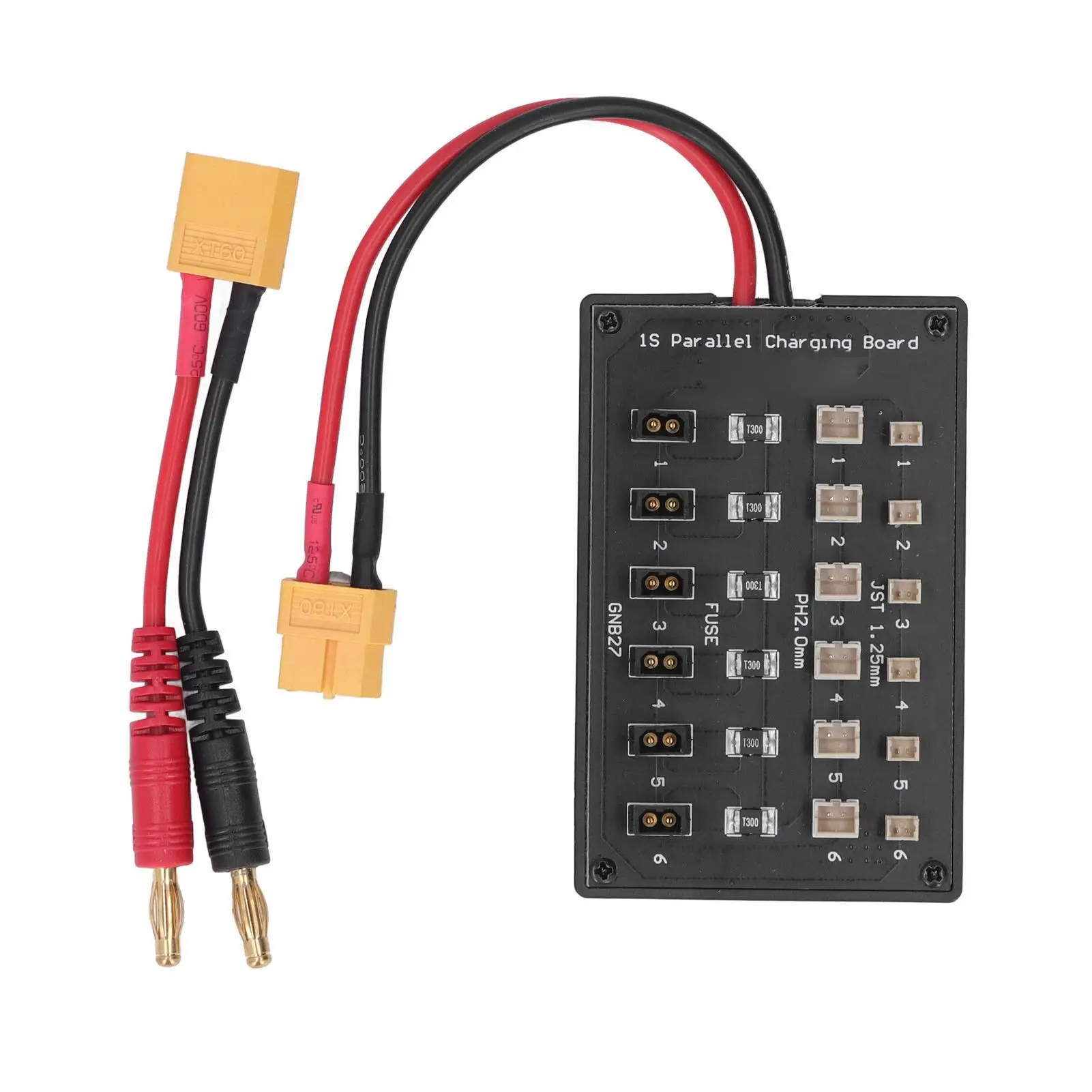 6-Channel GNB27 Parallel Charging Board XT60 for 1S for lithium Batteries with 4.0mm Banana Plug Cable
6-Channel GNB27 Parallel Charging Board XT60 for 1S for lithium Batteries with 4.0mm Banana Plug Cable