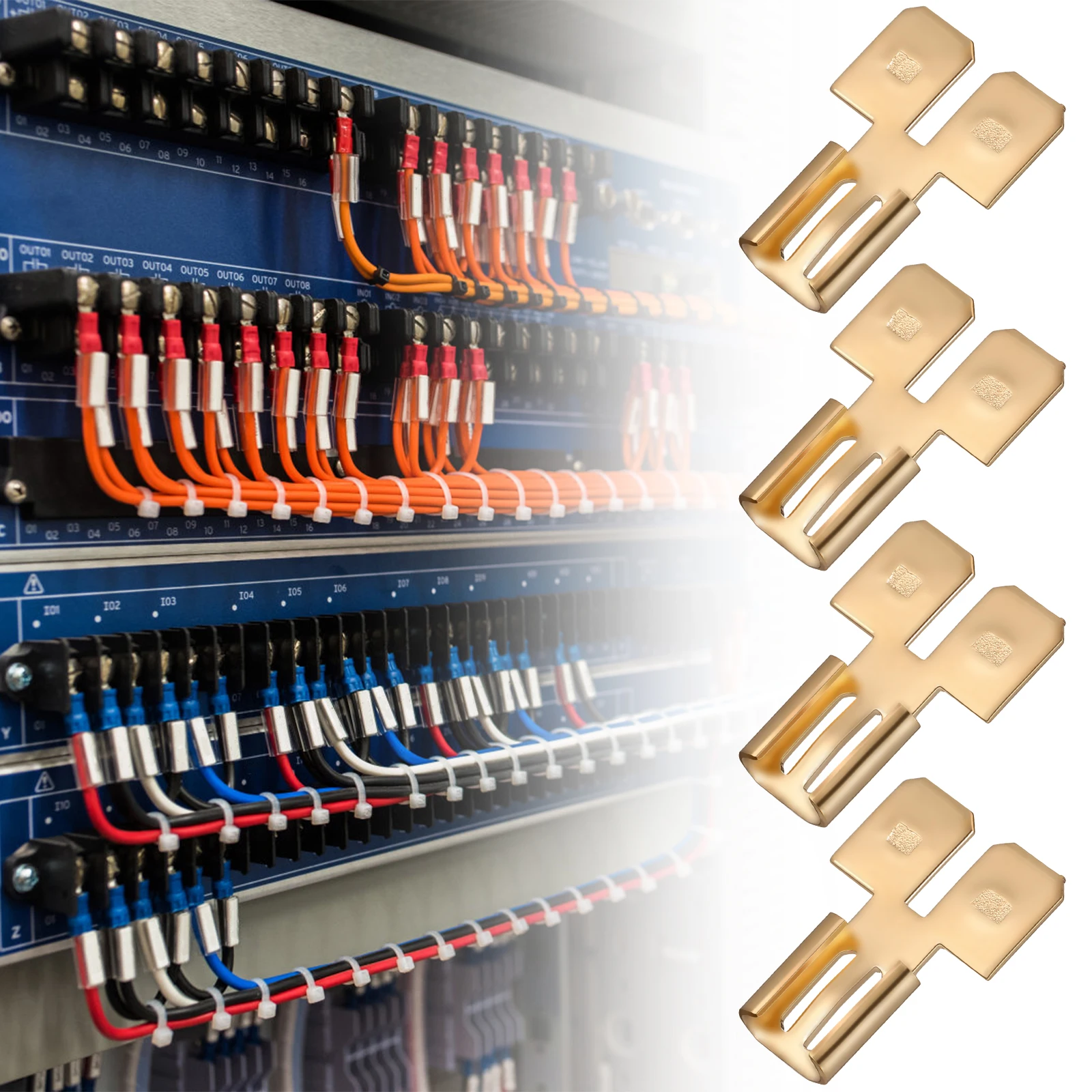 50 Pcs Double Back Spade Connector Quick Disconnect Terminals Electrical Wire Connectors Kit Golden Wiring Brass Material
50 Pcs Double Back Spade Connector Quick Disconnect Terminals Electrical Wire Connectors Kit Golden Wiring Brass Material