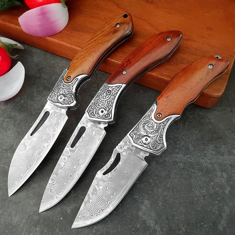 Damascus knife 67 layer fruit knife portable outdoor EDC knife High hardness survival knife sharp folding knife meat knife tool
Damascus knife 67 layer fruit knife portable outdoor EDC knife High hardness survival knife sharp folding knife meat knife tool