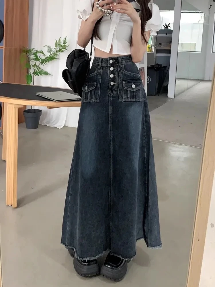 High-Waisted Plus Size Denim Skirt Women's Vintage Design Sensibility Niche A-Line Long Dress Spring Summer Dress
High-Waisted Plus Size Denim Skirt Women's Vintage Design Sensibility Niche A-Line Long Dress Spring Summer Dress