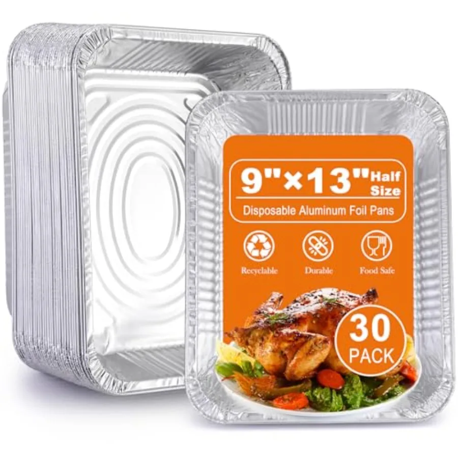 Aluminum Foil Pans 9x13 Disposable Pack Half Size Aluminum Foil Heavy Duty deep Steam Table Pan, Tin foil Turkey Sheets Tray Ch
Aluminum Foil Pans 9x13 Disposable Pack Half Size Aluminum Foil Heavy Duty deep Steam Table Pan, Tin foil Turkey Sheets Tray Ch