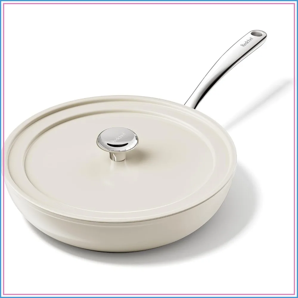 11" Deep Ceramic Nonstick Frying Pan with Lid, 3.5QT Large Saute Pan, Stay Cool Handle, Induction Safe, Dishwasher Safe, PFOA & PFAS Free
11" Deep Ceramic Nonstick Frying Pan with Lid, 3.5QT Large Saute Pan, Stay Cool Handle, Induction Safe, Dishwasher Safe, PFOA & PFAS Free